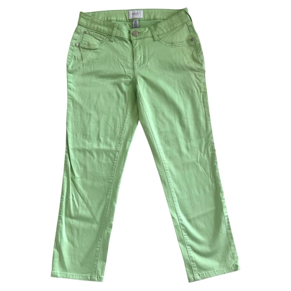 Celebrity Pink Lime Lt Neon Green Lightweight Crop Pants Jeans Size 28 Like New - Picture 2 of 7